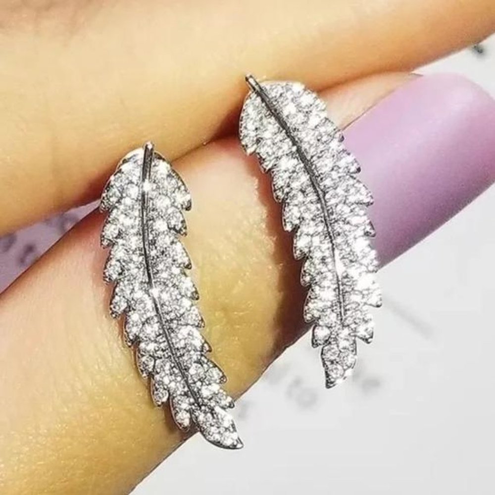 925 STERLING SILVER LEAF EARRINGS, NICE EARRINGS, CUTE EARRINGS